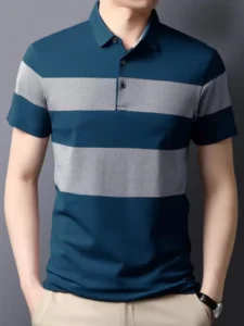 Men Striped Cotton Blend T Shirt